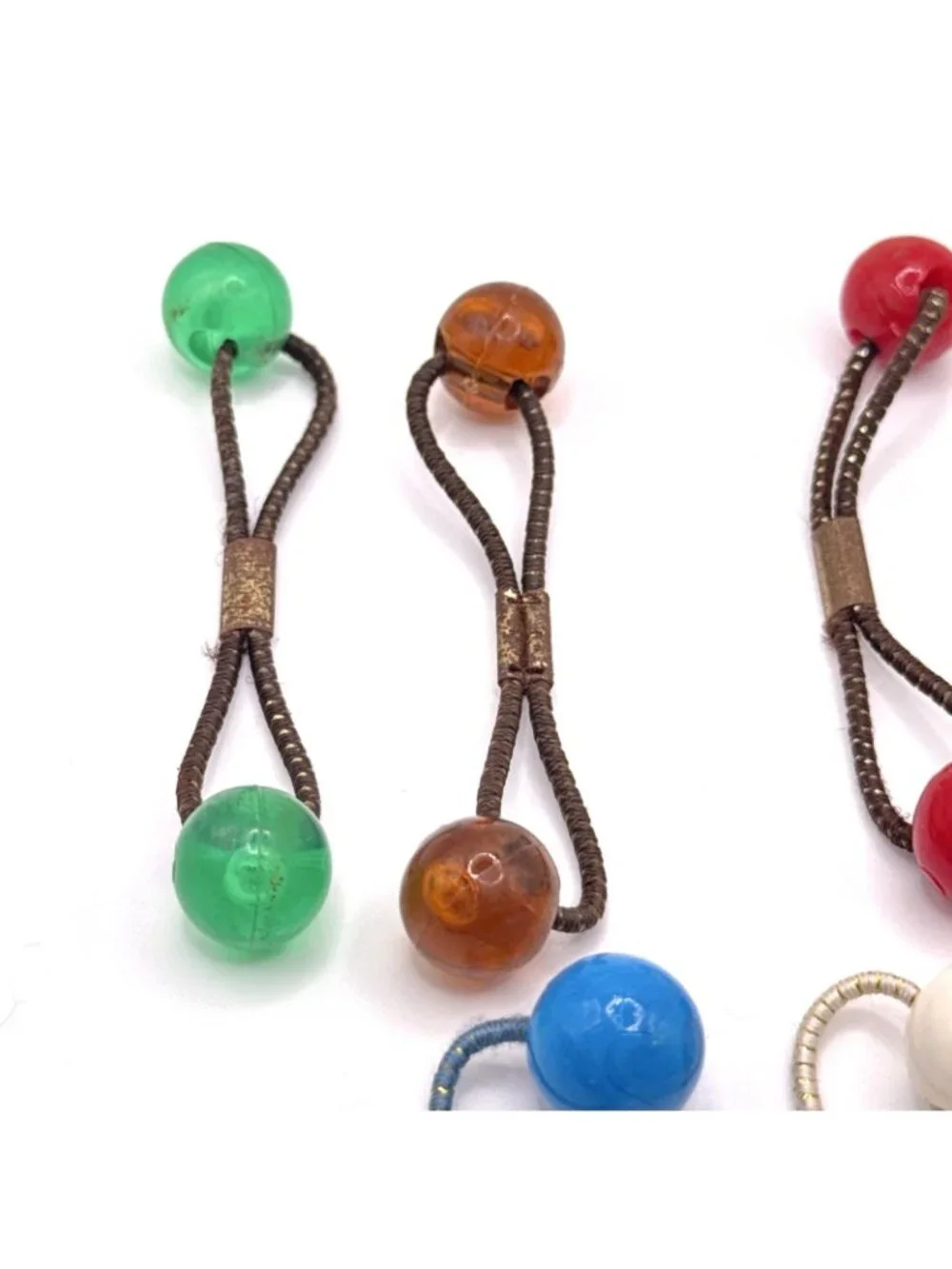 9 GOODY Vintage Ponytail Holders Twin Beads Medium Knocker Damaged Rusted #5